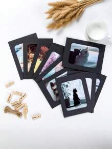 20pcs Hanging Photo Frame With Clips & Strings, Simple Design, Bohemian Style Decor For Grid Photo Wall, Dorm, Classroom, Living Room, Bedroom, Office Wall, Suitable For Graduation Ceremony, Wedding, DIY Photo Exhibition Wall, Anniversary, Theme Party