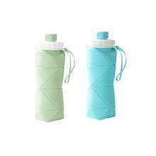 600ml Large Capacity Silicone Folding Water Bottle, Triangle Diamond Pattern, Portable For Outdoor Travel, Fresh Color Silicone - Multicolor - View 15