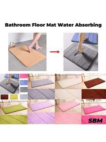 1pc Solid Color Simple Soft Memory Foam Sponge Absorbent & Non-Slip Bathroom Mat, Toilet Mat