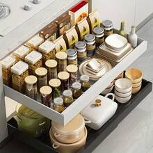 1/2/4 Pcs Expandable Pull Out Cabinet Organizer, Slide Out Drawers For Kitchen Cupboards, 32-52CM Adjustable Width Pull Out Kitchen Storage, 3 Sliding Shelf For Cupboard & Pantry - Multicolor - View 3