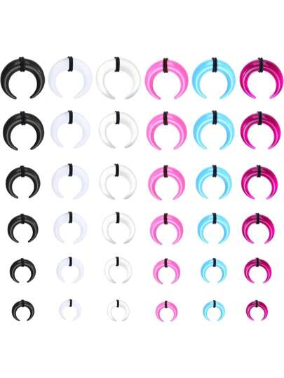 Milacolato 16G-6G Septum Pincher Tapers Rings Acrylic Stainless Steel Internally Threaded Spike Horseshoe Barbells Septum Pincher Nose Ear Cartilage Stretching Kit For Women Men