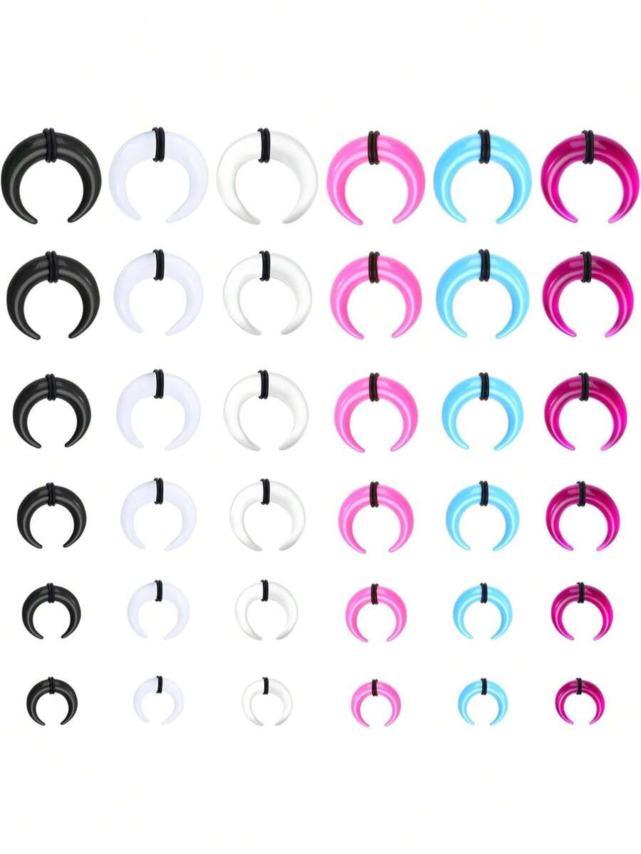 Milacolato 16G-6G Septum Pincher Tapers Rings Acrylic Stainless Steel Internally Threaded Spike Horseshoe Barbells Septum Pincher Nose Ear Cartilage Stretching Kit For Women Men - Nhiều màu - Xem 1