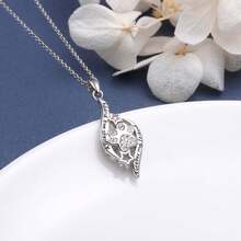 Sterling Silver Pet Urn Pendant Necklace With 14K White Gold Plating - Memorial Jewelry Ashes Keepsake - Paw Ash Necklace - View 4