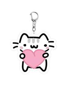 1个/5个亚克力可爱卡通线条猫钥匙扣，小丑猫，粉色小猫，心形气球，小猫动物主题钥匙扣吊坠，适用于汽车钥匙、背包、手提包、钱包、礼物、汽车配件、包包挂饰，Y2K - 彩色 - 查看 20