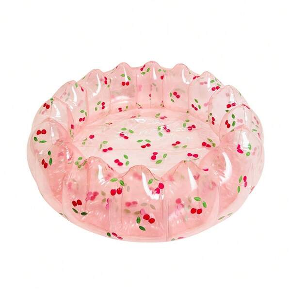 Inflatable mermaid pool, household pink circular swimming pool, floating air cushion, shower basin, sea ball