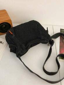 1 件男士大容量多口袋斜挎包 - 男女通用包情侣包，纯色帆布斜挎包，帆布斜挎包，大容量单肩包，多口袋挎包，旅行单肩包，学生斜挎包，黑色帆布包，休闲工作包，户外单肩包，学校学院包