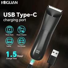 Recortadora corporal para hombres, afeitadora eléctrica, recortadora eléctrica de ingle y pelo, afeitadora de cuchilla de cerámica para higiene masculina, recortadora de belleza corporal total con capacidad de batería de 500mAh