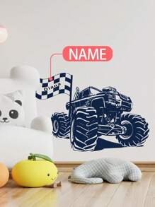 1pc 30*120cm Custom Name Cool Offroad Wallpaper Sticker, Boy Girl Bedroom Decoration, Removable Vehicle Wall Decor