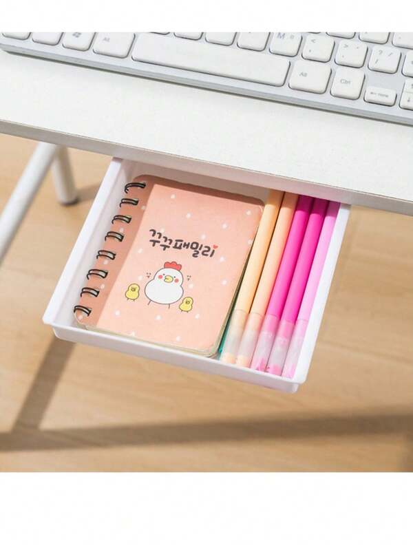 No-Drill Drawer Under Desk Hidden Storage Box, Large Capacity Desk Bottom Concealed Storage Cabinet, Pullout Desk Organizer Rack