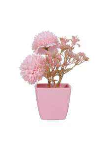 1pc/3pcs 3-4inch(H) Mini Pink Potted Artificial Flowers For Home, Bedroom, Living Room, Wedding, Birthday, Graduation, Party And Desktop Decoration