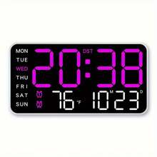 Large LED Display Screen Digital Wall Clock With Voice Control - USB Power Supply, Dual Alarms, Temperature And Date/Week, Adjustable Brightness, ℃/℉ Switch, Stylish Multi-Color Design, Suitable For Home And Office Use Home Decor Room Decor - Multicolor - View 7