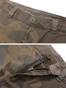 Men'S Camo Multi-Pocket Relaxed Fit Casual Shorts,Outdoor Camouflage Twill Cargo Shorts 11" Inseam(No Belt) - C34 復古迷彩 - 查看 3