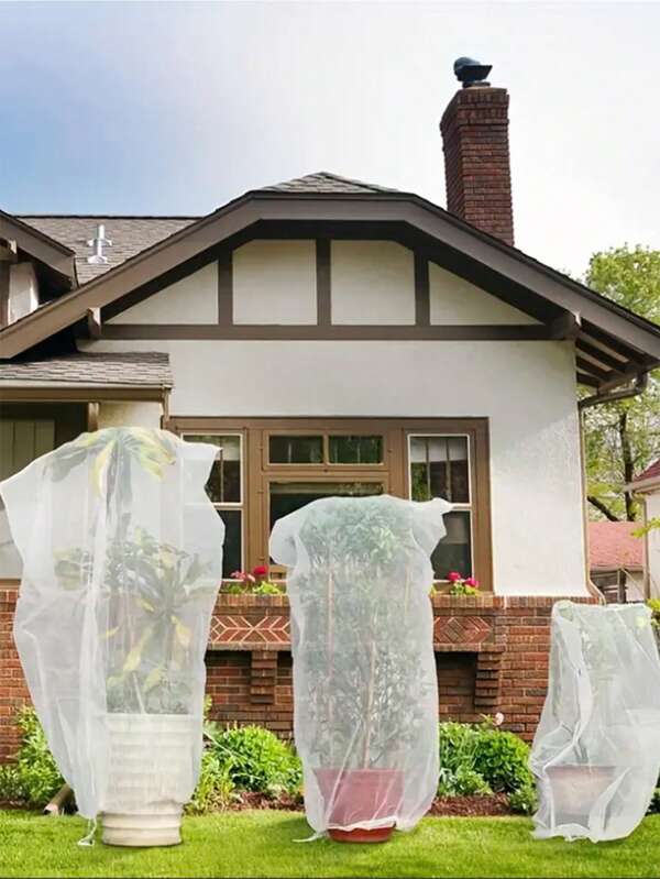 1PC Garden Mesh Netting With Drawstring - Insect And Bird Protection Cover For Plants, Fruits, And Trees. Garden Plant Fruit Blueberry Bush Protective Mesh Cover With Drawstring. Garden Plant Mesh Barrier Bag For Vegetable Fruit Trees.