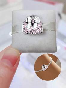 1 Stück modischer glänzender Schleifen-Taschenanhänger mit Perlenanhänger, geeignet als Schmuckzubehör für Frauen-Armbänder zum Selbermachen - Tasche mit Perlenverzierung und Schleife - Übersicht 6