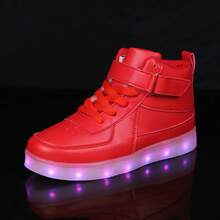 Kids LED Light Up Shoes USB Charging Flashing Light Up High-Top Sneakers For Boys And Girls (Toddler/Little Kid/Big Kid) - 紅色 - 查看 8