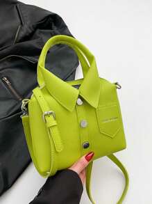 1 pieza, (19,6 cm * 17 cm * 6,1 cm) Bolso de mano de mujer de moda, bolso de hombro, bandolera, bolso de mano, bolso tipo tote, bolso mini de forma asimétrica, material de PU resistente a arañazos y al desgaste, adecuado para compras, citas, fiestas, viajes, correa de hombro ajustable, elegante bolso de mujer casual
