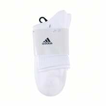 Adidas 3雙吸震中筒襪，附踝部支撐與足弓加壓，建議尺寸：[XS] 腳長 21-22cm [S] 腳長 21-23.5cm [M] 腳長 24-26cm [L] 腳長 26.5-28.5cm - 白色 - 查看 5