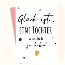 1Pc German Daughter Birthday Card With Envelope - "Luck Is Having A Daughter Like You" Heartfelt Greeting Card, Elegant Golden Polka Dot Design For Birthdays & Holidays, Premium Quality Sentimental Gift For Mothers, Daughter Gifts School Supplies,Back To School
