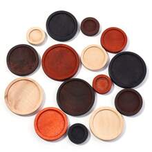 10pcs/Pack Vintage Wooden Round Cabochon Tray, 12/20/25/30mm Jewelry Making Base, Desktop Decor, DIY Craft Supplies - Wooden Base - View 6