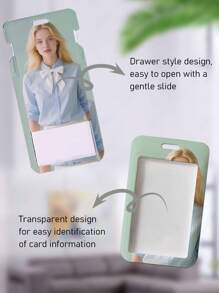 Personalized And High-Definition Transparent Holder For ID Cards, Access Cards, And Work Badges, Featuring Waterproof And Scratch-Resistant Properties, With The Option To Print Your Own Photo - Comes With A Hanging Strap Attached