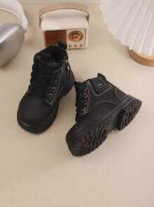 Kinder Schneestiefel für Herbst und Winter, neuer Schnür- und Reißverschluss-Stil, dick, warm, leicht, modische Outdoor-Schneestiefel