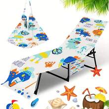 1pc Foldable Beach Chair Cover That Can Be Folded Into A Handbag, With Side Pockets For Glasses And Phone. Beach Chair Cover, Pool Chair Cover, Microfiber Lounge Chair, Sunbathing Beach Hotel, Easy To Carry Camping & Travel Towels - Multicolor - View 21