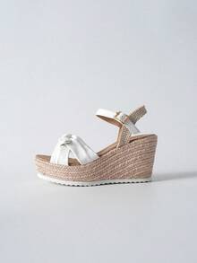 Tropiscape Sandálias Anabela Espadrille Femininas Brancas com Laço no Tornozelo - Presentes para o Dia dos Namorados, Praia, Outono e Inverno - Estilo Cottagecore, Look de Verão - Branco - Ver 10