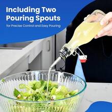 Botella de vidrio con tapa abatible [1 litro / 33 onzas líquidas] [Paquete de 4] - Botella con tapón para bebidas, aceite, vinagre, kombucha, agua, refrescos, kéfir - Tapa hermética y cierre a prueba de fugas - Transparente - 8 - Ver 5