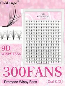 CoMango 300Fans C/D 9D Wispy 预制扇形卷扇 0.07mm 仿貂皮簇状睫毛尖头底座预制尖刺单根睫毛延长 S 睫毛簇、睫毛簇、单根睫毛、睫毛、假睫毛 - 黑色 - 查看 2