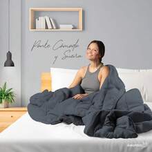 Dreamlab Edredón Acolchado para Toda Estación. Relleno de Microfibras Recubiertas con Gel. Lavado aáquina. Usar como Edredón o con Funda Duvet. Hipoalergénico. (Grafito, Individual 162 x 223cm) - 02 - Azul Mezclilla Jaspeado - Ver 5