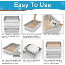XL Stainless Steel Sifting Litter Box Big Cats, Metal Sifting  Litter Box With Wood Pine Pellets,  Large Sifter Pan System, Odor Control, Easy To Clean, Includes Liners And Metal Scoop - [XL]23.7''L*15.7''W*6''H - View 5