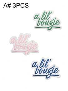 1 Set mit 3/6 Stücken süße rosa, blaue, schwarze und weiße englische Buchstaben Stickerei Patch Polyester Abzeichen Applikation, süße DIY Kleidung zum Aufbügeln oder Annähen, Accessoire Stoffaufkleber, geeignet für Rucksäcke, Jeans, Jacken, T-Shirts, Hüte, Kleider usw.