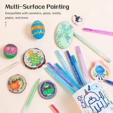 6 Colors Languo Feutre Acrylique Paint Markers Pens Stationery Acrylic Gel Pen 1.0mm For Rock Ceramic Glass Wood Drawing Writing Art Supplies Back To School