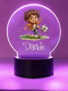 1 件定制名字创意礼物足球男孩 3D 灯光幻觉 LED 夜灯暖光/彩虹生日礼物圣诞礼物情人节礼物结婚礼物男孩女孩或朋友装饰台灯夜灯