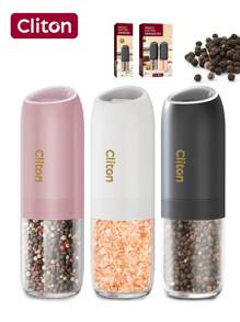 CLITON Festive Holiday Gift Set 2025 - Smart Gravity Electric Salt & Pepper Grinders With LED Light, Adjustable Coarseness (9 Stylish Colors) - Perfect Kitchen & BBQ Essential For Christmas, Birthdays - Choose Single/Twin Pack