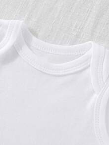 5pcs/Set Newborn Baby Cotton Soft Comfortable Sleeveless Bodysuit Set, Great For Home & Outdoor Use - White - View 6