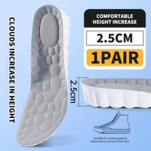 1 Pair Unisex Breathable Height Increasing Insoles, Non-Slip, Anti-Odor, Shock Absorbing, Full-Length Raised Insoles For Sports Shoes, Work Boots