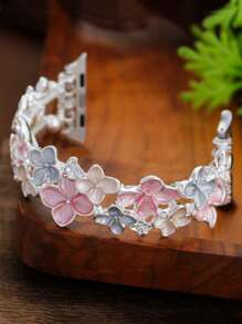 1pc Women's Fashion Colorful Flower Zinc Alloy Elastic Bracelet Band Strap Compatible With Apple Watch Band Strap 38mm 40mm 41mm 42mm 44mm 45mm 49mm (S10 42)Mm (S10 46)Mm,Boho Flower Painted Oil Metal Strap Compatible With Iwatch Series Ultra 2 S10 SE 9 8 7 SE 6 5 4 3 2 1, Fine Women Fashion Watch Accessories, Smart Watch Strap/Band, Unique Personalized And Style Strap, Party, Banquet, Valentine's Day/Mother's Day Gifts,Fashion Accessory