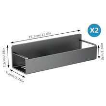 4 piezas de estantes magnéticos de metal para especias y almacenamiento, adecuados para refrigerador, horno y lavadora, organizador de almacenamiento negro para refrigerador