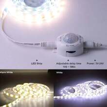 Striscia luminosa LED 2835 con sensore di movimento, interruttore automatico, bianco caldo flessibile, alimentata tramite USB, adatta per scale, armadi, cucine, camere da letto e illuminazione nei corridoi