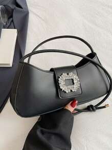 1 pieza Bolso retro Estilo gótico Y2K con decoración de remaches y bloque vintage. Bolso de hombro ajustable para uso diario, diseño de nicho, estilo steampunk, gótico, para mujer. Ideal para chicas cool, música de festival, concierto, estilo rock.