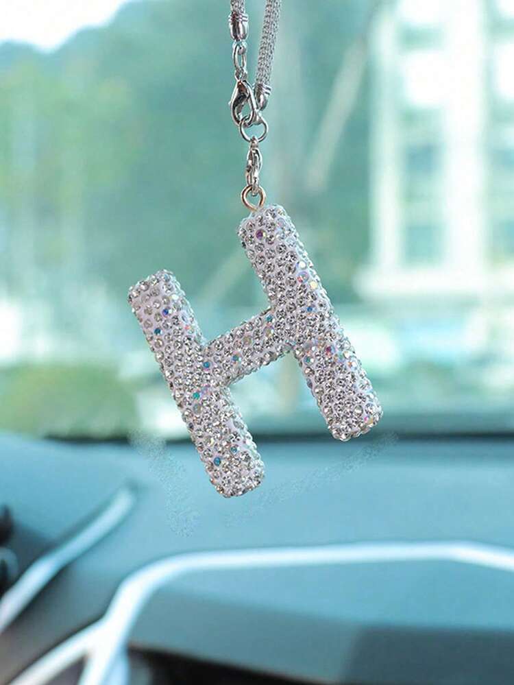 1 قطعة سلسلة معلقة للسيارة بحرف من الألماس من A إلى Z، معلق على مرآة السيارة الخلفية، ديكور داخلي للسيارة - مقاس واحد - مشاهدة 22