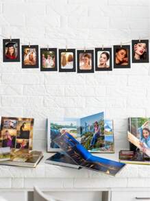 20pcs Hanging Photo Frame With Clips & Strings, Simple Design, Bohemian Style Decor For Grid Photo Wall, Dorm, Classroom, Living Room, Bedroom, Office Wall, Suitable For Graduation Ceremony, Wedding, DIY Photo Exhibition Wall, Anniversary, Theme Party