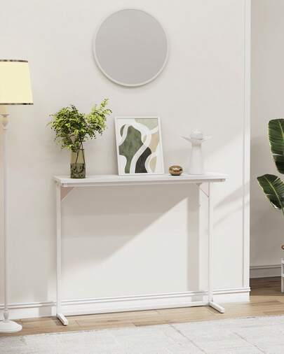 HEXCELEN Table Console, Consoles Meuble,Table de Canapé étroite, Console 24 cm de Largeur, Tables D'entrée, Bout de Canapé Fin pour Salon, 100 x 24 x 80 cm, Blanc