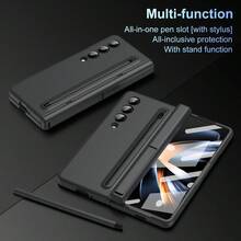 Hadaasi 1pc Multi-Color Center Axis Hinge Shell Film Integrated Built-In Stand Glass Screen Protector With Pen Holder Foldable Spring-Loaded S Pen Stylus Skin-Feel Matte Hard Full Body Flip Cover With Pen Slot Storage Front Shell Shockproof Heat Dissipation Anti-Scratch Anti-Drop Phone Case Compatible With Samsung Galaxy Z Fold 8 Ultra/Z Fold 8/Z Fold 7/Z TriFold/Z Fold6 Slim/W25/Galaxy Z Fold7/Z Fold 6/Z Fold 5/Z Fold 4/Z Fold 3 - Multicolor - View 7