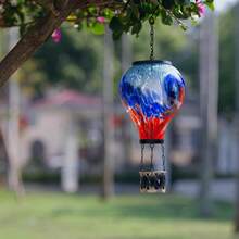 Starsoul Hot Balloon Solar Lantern With Flower Projection Metal Outdoor Waterproof Hot Balloon Solar Lights Hanging Lantern For Garden Yard Patio Decor - 紮染-A - 查看 9
