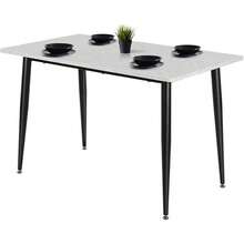 120CM Dining Table, Marble Effect Dining Table With Black Metal Legs Kitchen Table,Modern Dining Tables For Home/Kitchen Office (Grey Table) - Dark Grey - View 2