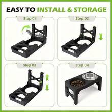 Canine Lift Up Dog Bowl With 2 Stainless Steel Dog Food Bowls, Adjustable To 5 Heights (3.2', 8.7', 9.8', 11.0', 12.2") For Small, Medium And Large Dogs - Black - View 5