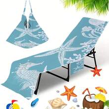 1pc Foldable Beach Chair Cover That Can Be Folded Into A Handbag, With Side Pockets For Glasses And Phone. Beach Chair Cover, Pool Chair Cover, Microfiber Lounge Chair, Sunbathing Beach Hotel, Easy To Carry Camping & Travel Towels - Multicolor - View 1