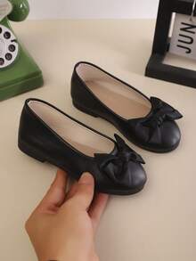 1 par de zapatos planos casuales con lazo, estilo mocasín adecuados para todas las estaciones, para niñas en primavera/otoño - Negro - Ver 3